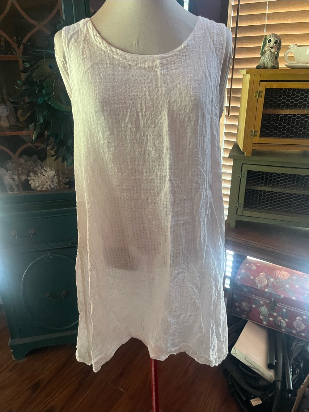 FLAX cream off white Sleeveless Gauze Tunic dress-medium